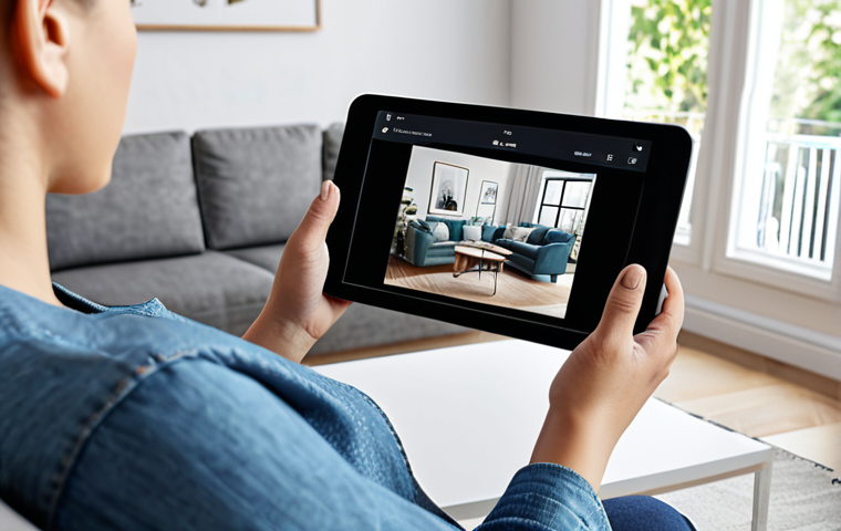 **Retail:** "A woman in a stylish, fully clothed, modest outfit standing in her modern apartment, using an AR app on her tablet to virtually place a new sofa in her living room. The scene shows the real living room blended with a digital rendering of the sofa. Bright, natural lighting. Professional product photography style, perfect anatomy, natural proportions, well-formed hands, safe for work, appropriate content, fully clothed, professional."