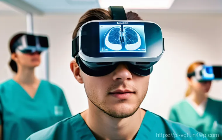 가상 현실과 증강 현실의 교육적 활용 - **"A young student, approximately 16 years old, wearing a sleek, modern VR headset, stands virtually...