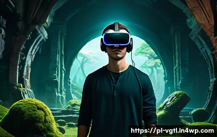 가상 현실 시장의 기회와 도전 - **Prompt Title: Immersive VR Fantasy Adventure**
**Description**: A young adult, wearing a sleek...