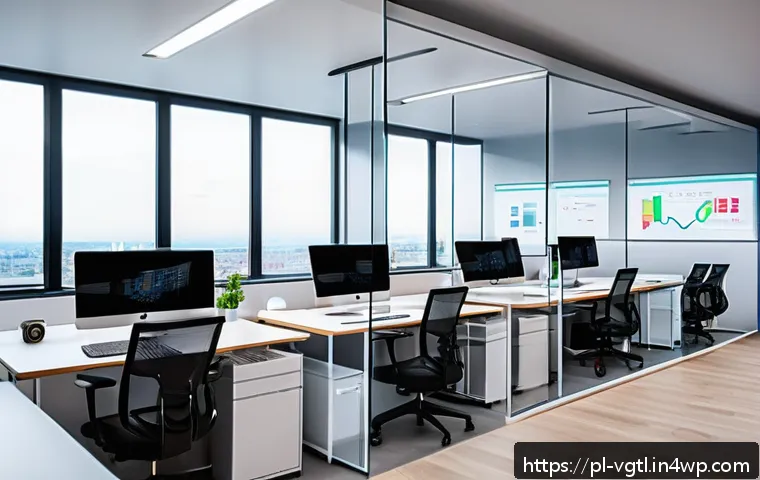 증강 현실 관련 스타트업 투자 지침 - A modern Polish startup office interior focused on augmented reality technology development, featuri...