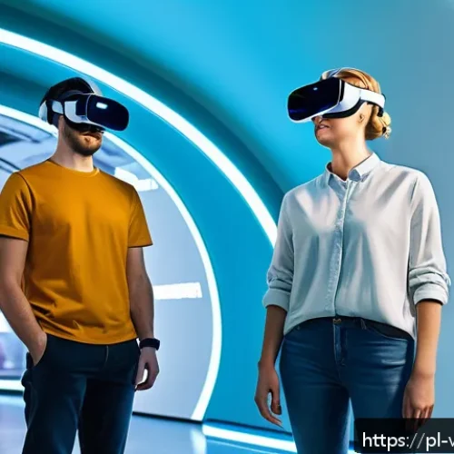 Home 30 가상 현실과 사용자 경험 디자인 - A futuristic virtual reality classroom scene in Poland, showing a diverse group of young users weari...
